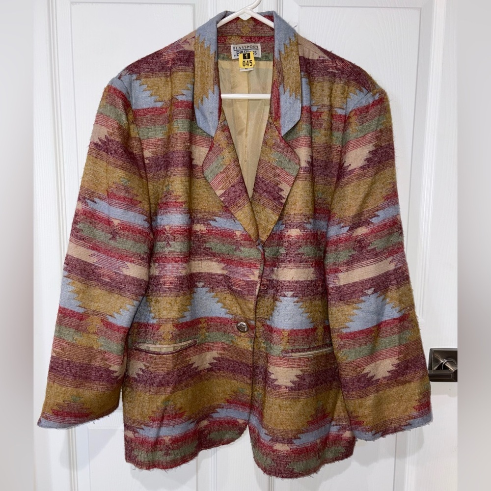 Vintage 80s90s Blassport Southwestern Tapestry Blazer Jacket XL